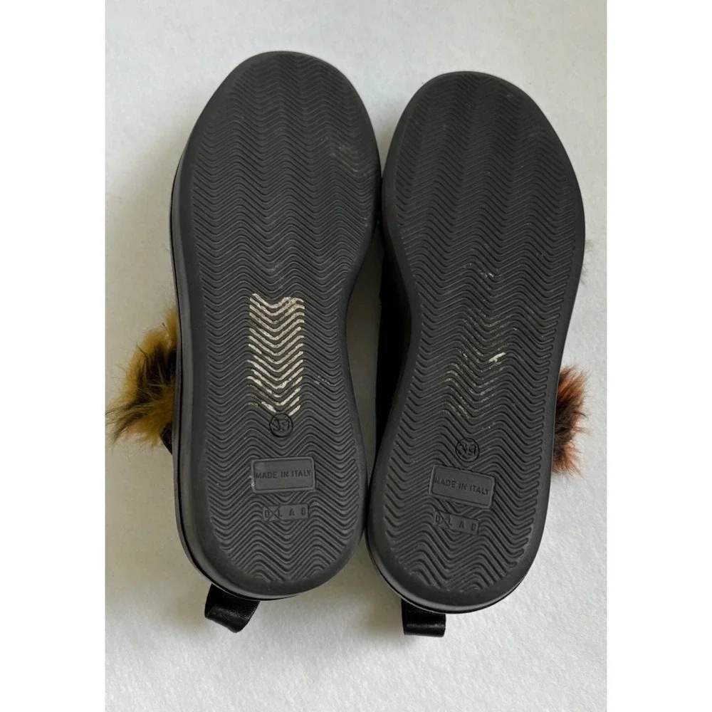 Andia Fora Black Leather Shearling Platform Sneakers‎ Womens 39 Funky Whimsygoth
